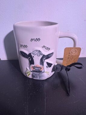 Rae Dunn White Ceramic Cow 'Moo' Mug